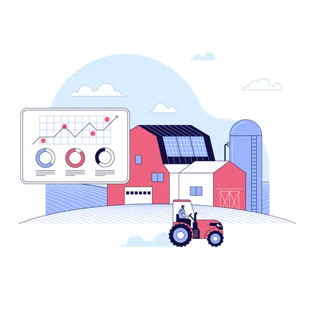 Smart farm showing farm data report using dashboard  Illustration