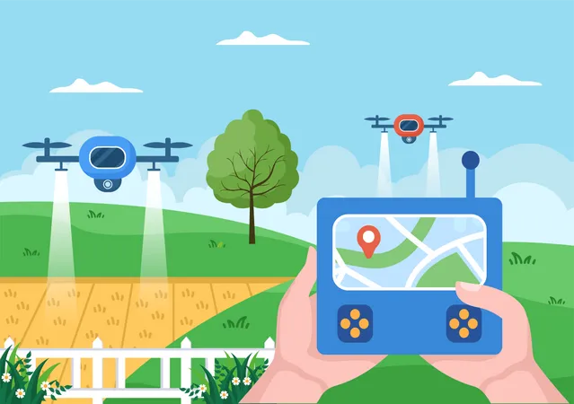 Intelligente Landwirtschaft nutzt Drohnentechnologien  Illustration