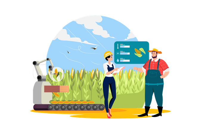 Smart farming technology Illustration