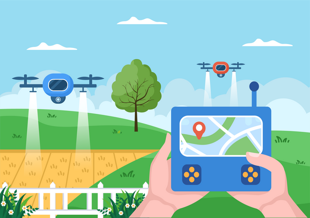 Smart farming use drone technologies Illustration