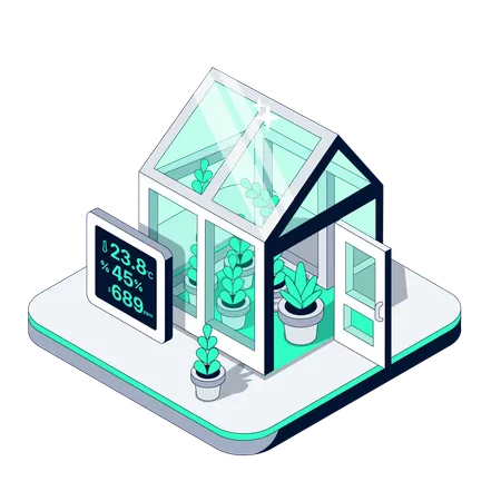 Smart Greenhouse with real-time Climate Monitoring  Illustration