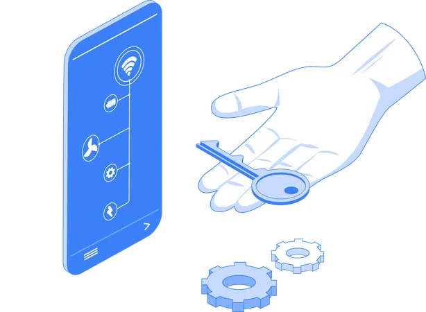 Smart home access from mobile  Illustration