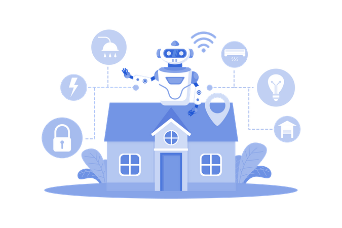 Smart home devices employ AI for automation  イラスト