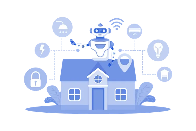 Smart Home Devices Employ AI For Automation イラスト