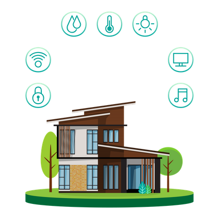 Smart Home mit Steuergerät  Illustration