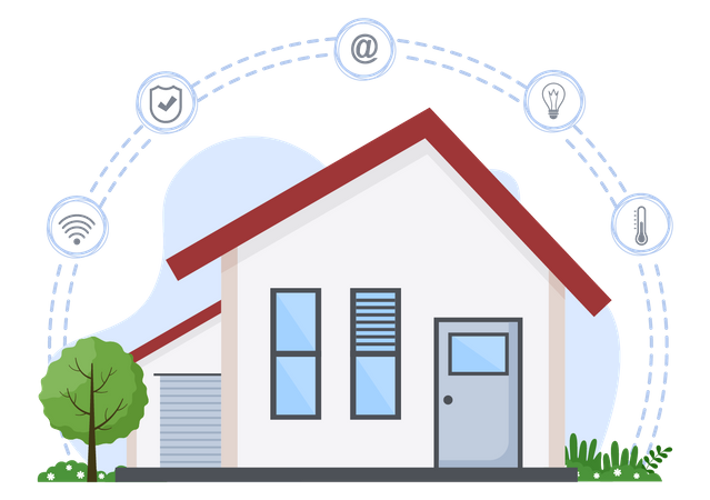 Smart home property with modern equipment  Illustration