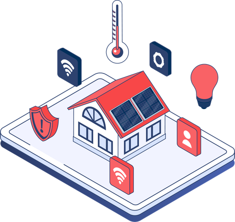 Smart home with control device  Illustration
