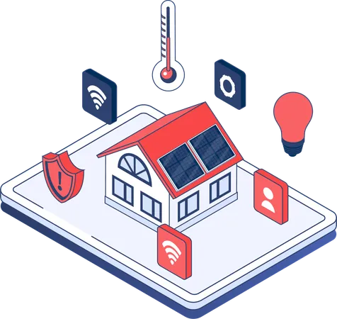 Smart home with control device  Illustration