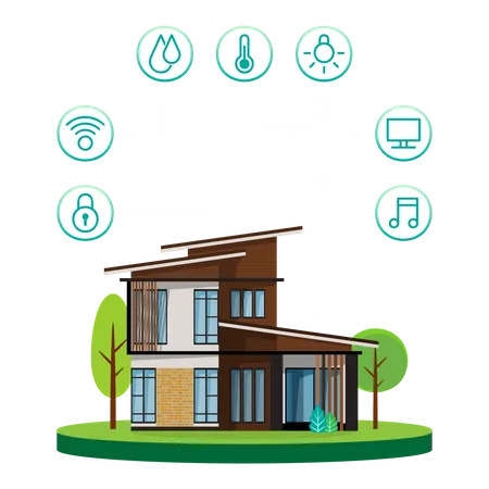 Smart home with control device Illustration