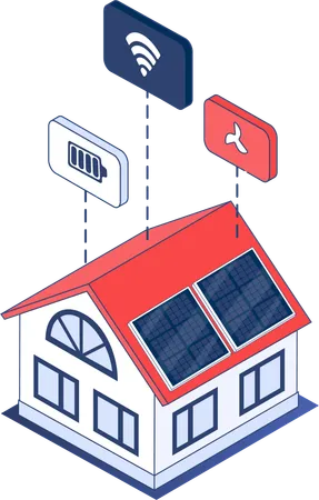 Smart home with functions  Illustration