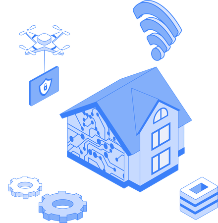 Smart home with security  Illustration
