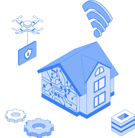 Smart home with security  Illustration