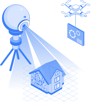 Smart home with security camera  Illustration
