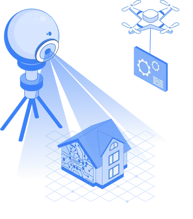 Smart home with security camera  Illustration