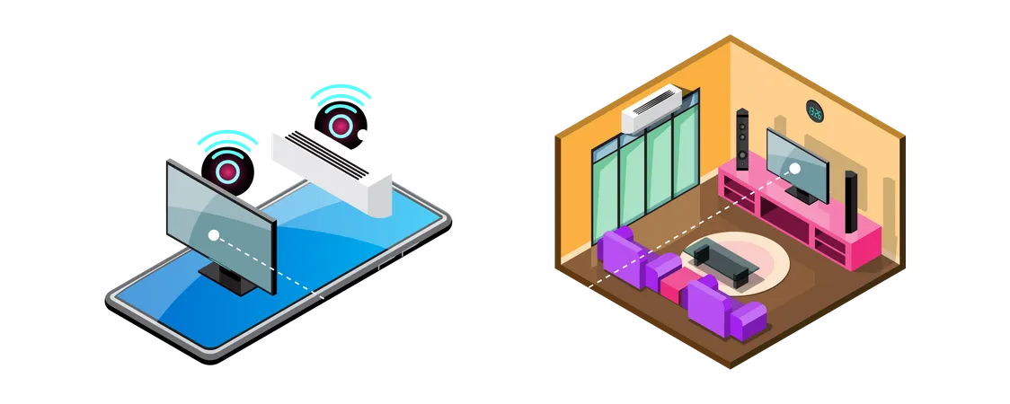 Smart home with smart devices  イラスト