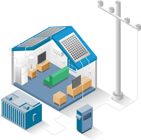 Smart home with solar panel  Illustration