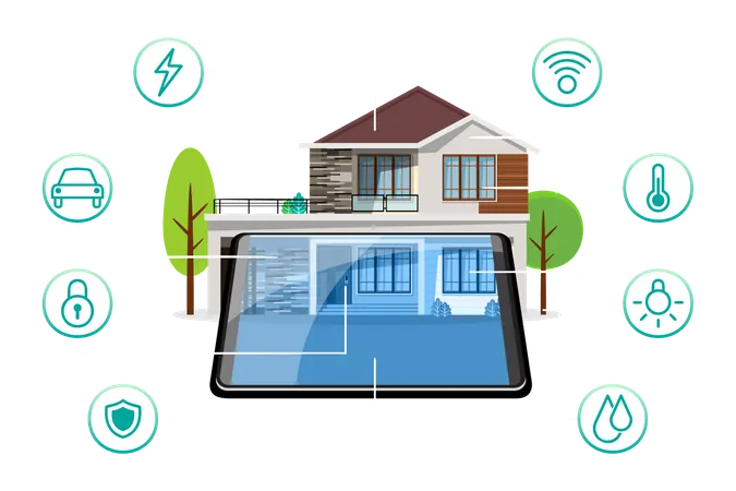 Smart house with smart device  Illustration