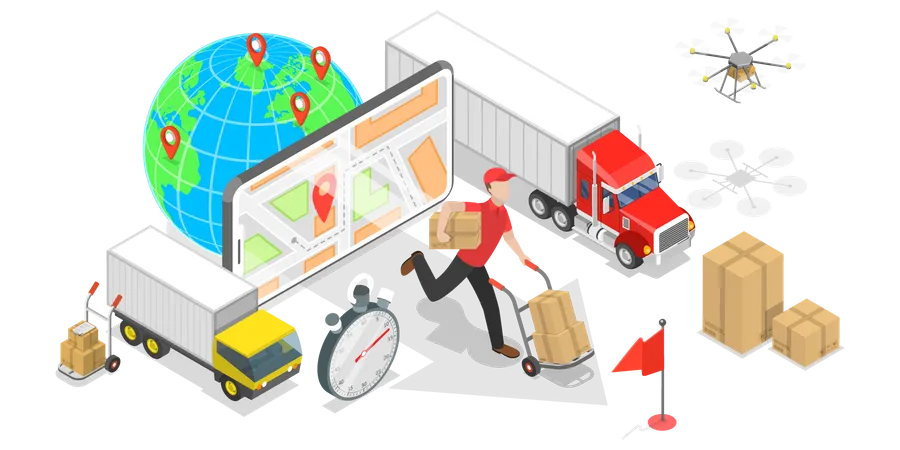 Smarte Logistik-App zur Sendungsverfolgung  Illustration