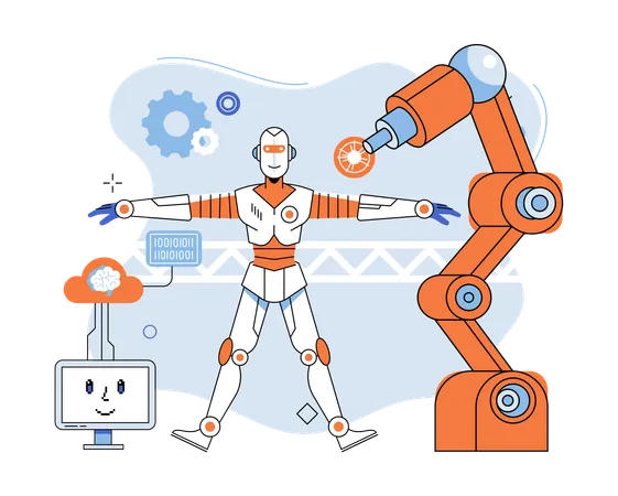 Smart manufacture with automated production line  Illustration