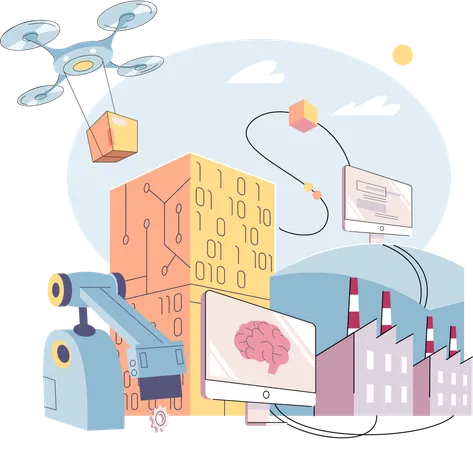 Smart Manufacturing Factory  Illustration