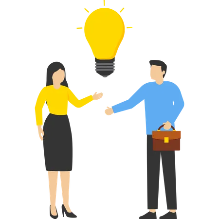 Smart Minded Business People Team Up With Office Workers To Share Light Bulb Ideas Business Idea Sharing Teamwork Or People Thinking The Same Idea Concept Collaboration Meeting Knowledge Sharing Illustration