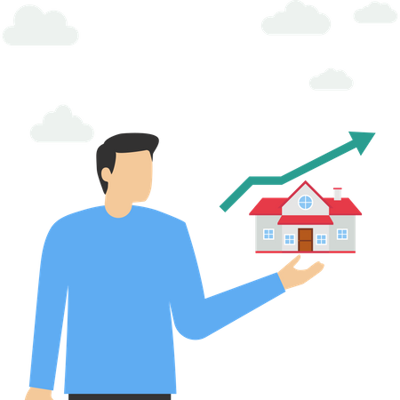 Smart real estate entrepreneur skills house price chart presenting  Illustration