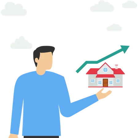 Smart real estate entrepreneur skills house price chart presenting  Illustration