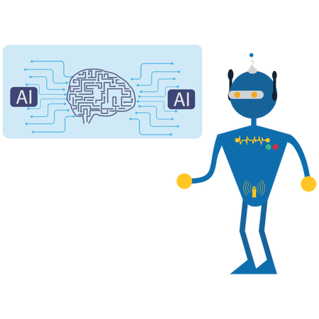 Smart Robot with AI Intelligence  Illustration