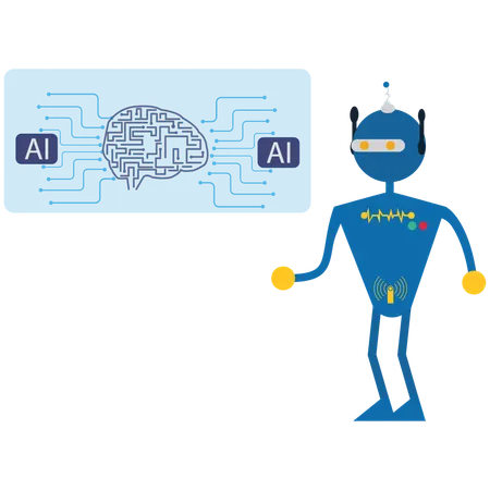 Smart Robot with AI Intelligence  Illustration