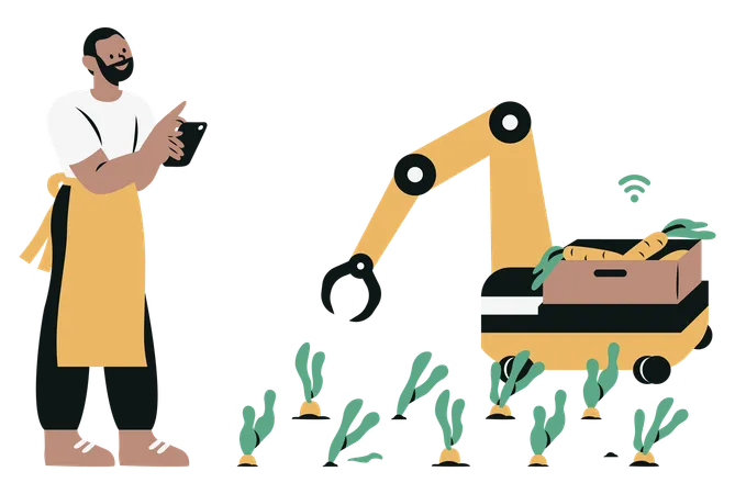 Smart Robotic Farmers Concept  Illustration
