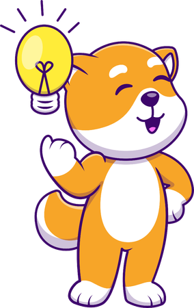 Smart Shiba Inu With Lightbulb  Illustration