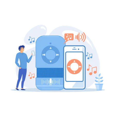 Smart speaker and mobile phone  Illustration