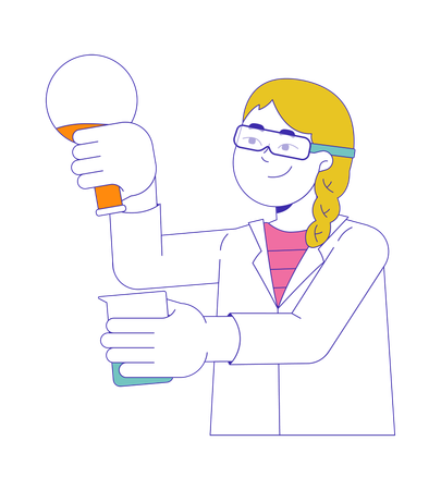 Smart student girl with chemicals  Illustration