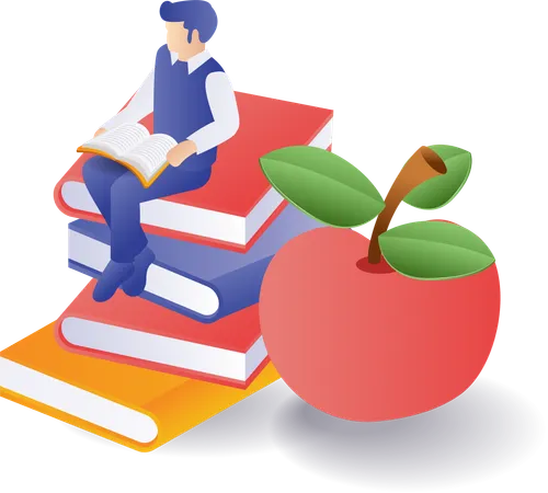 Smart student reading book  Illustration