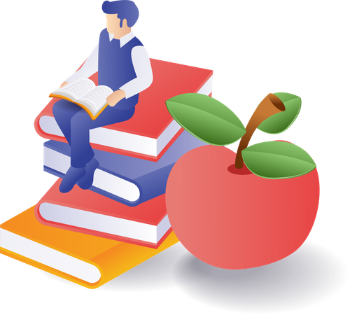Smart student reading book  イラスト