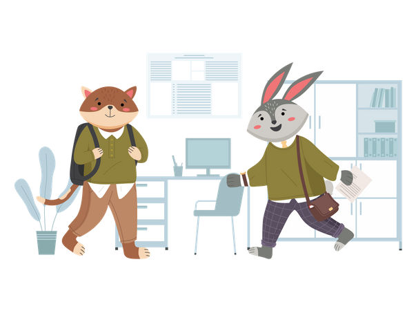 Smart students ready for lesson with books  Illustration