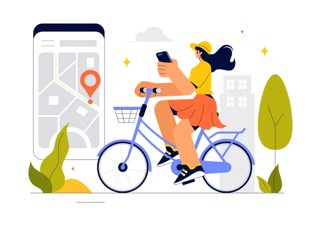 Smart Technology Bike  Illustration