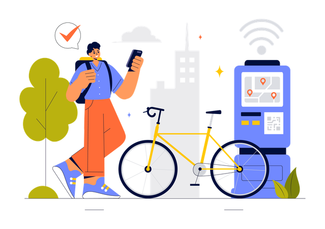 Smart Technology Bike  Illustration