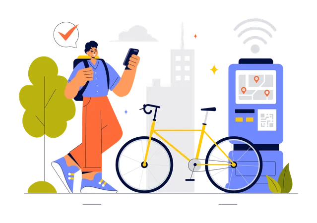 Smart Technology Bike  Illustration