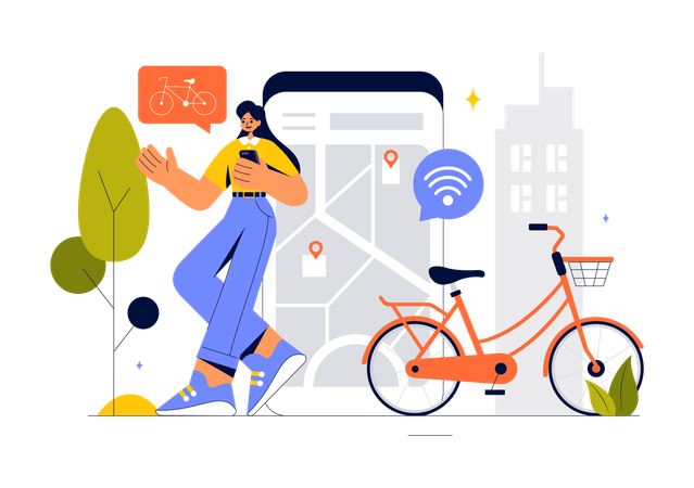 Smart Technology Bike  Illustration