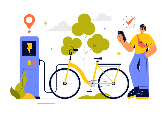 Smart Technology Bike  Illustration