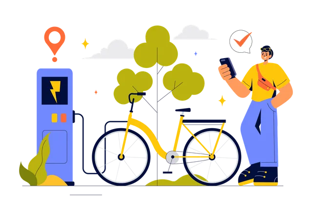 Smart Technology Bike  Illustration