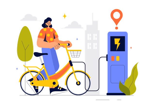 Smart Technology Bike  Illustration