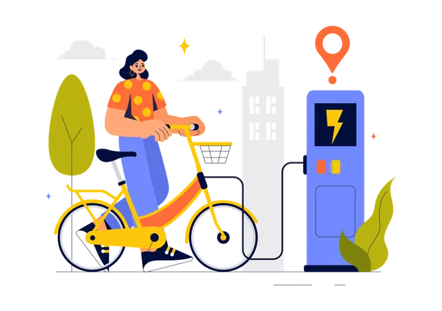 Smart Technology Bike  Illustration