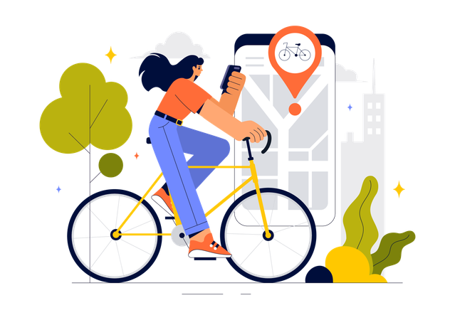 Smart Technology Bike  Illustration