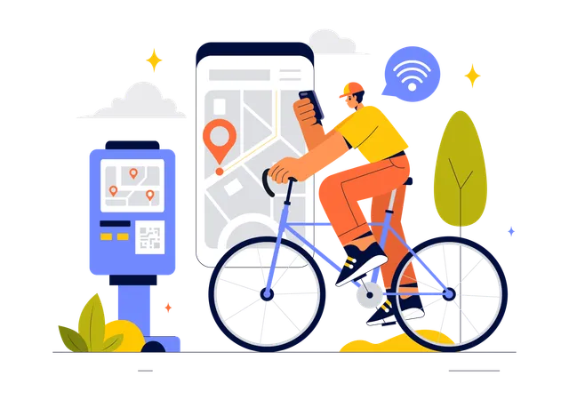 Smart Technology Bike  Illustration