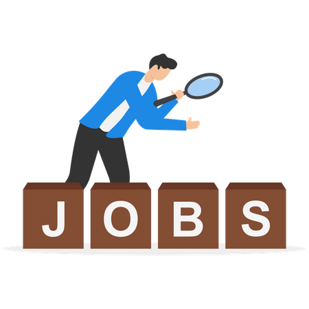 Smart unemployed businessman searching jobs  Illustration