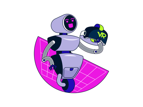 Smart Virtual Reality Robot  Illustration