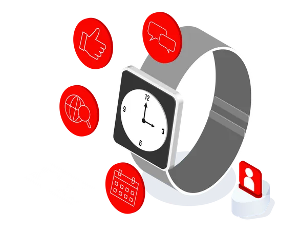 Smart Watch Technology With Digital Display Communication For Health And Telemedicine Isometric Vector Illustration A Device To Track User Activity Illustration