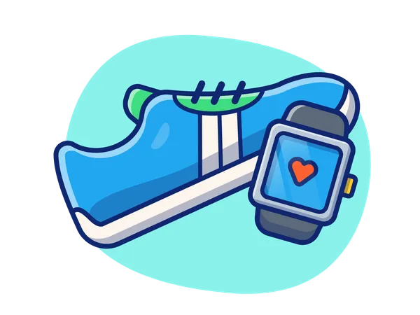 Smart watch and sport shoes Illustration